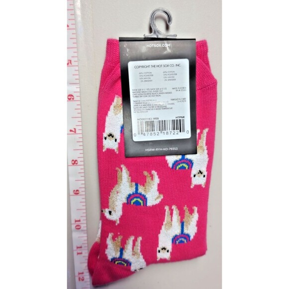 Hot Sox Unisex Llama Pink Crew Socks One Pair Fits Sizes 9-11 NWT - Picture 3 of 6